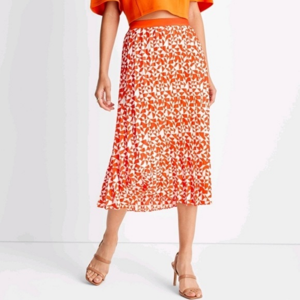 Future Collective‎ Kahlana Barfield Brown Pleated A-Line Skirt Size 2